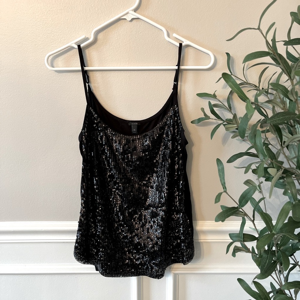 Sequin Black J Crew Spaghetti strap tank